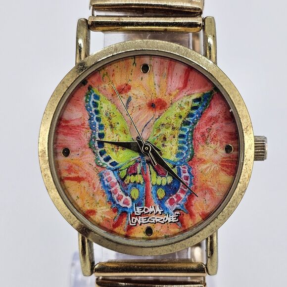 Leoma Lovegrove Women's Watch 34MM Butterfly Dial Gold Bracelet 6" New Battery - Picture 2 of 12